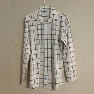 &Collar White and Navy Grid Shirt